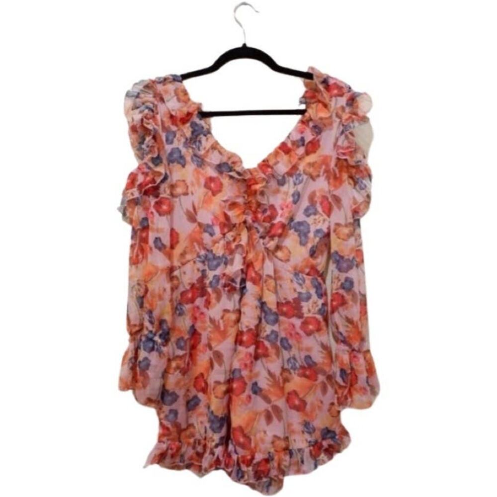 Few Moda Cold-Shoulder Ruffled Romper - Picture 4 of 8